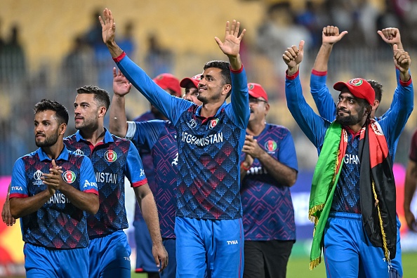 Afghanistan team thanking fans in Chepauk after win over Pakistan | Getty