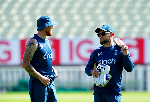 Brendon McCullum with England Test captain Ben Stokes | Getty