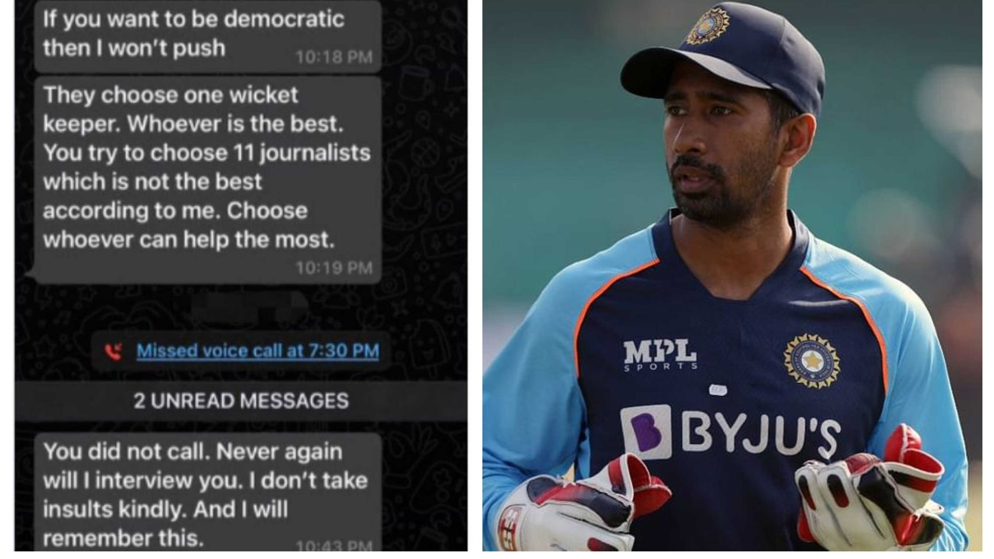 ‘If any such repetition happens, I will not hold back’, Wriddhiman Saha warns journalist who threatened him