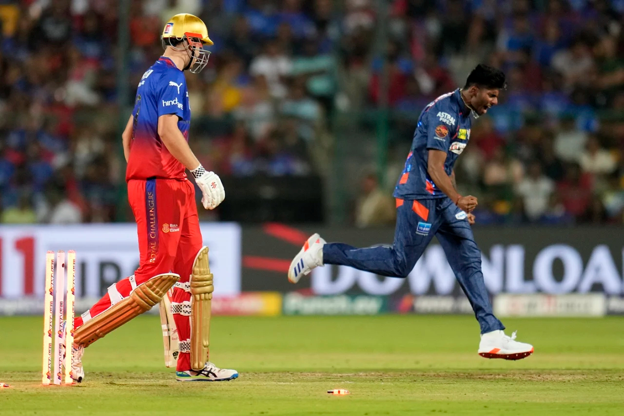 Mayank Yadav celebrates after castling Cameron Green | AP/ BCCI-IPL