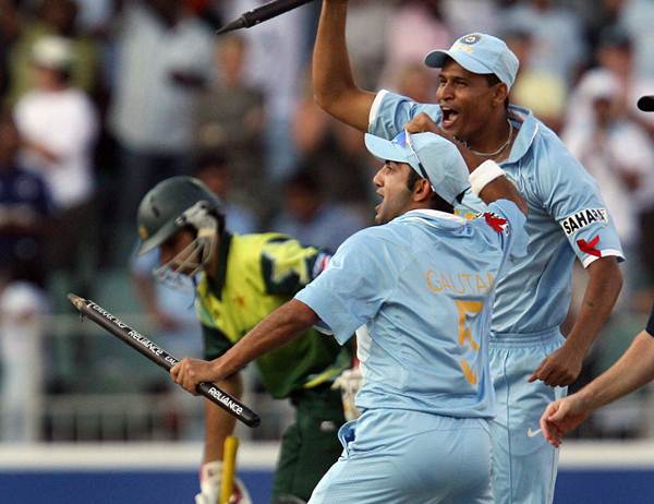 Yusuf Pathan celebrates India's 2007 World T20 win 