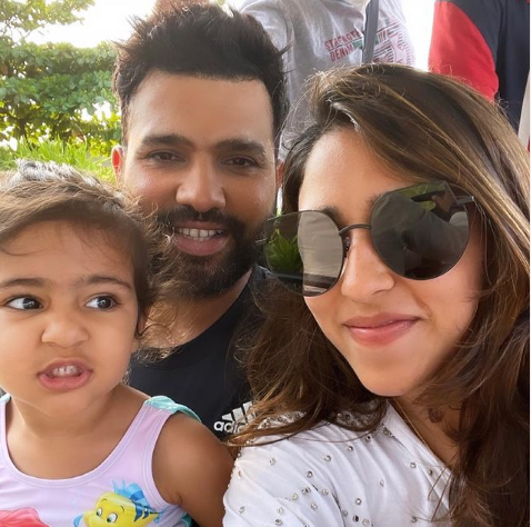 Rohit Sharma with his wife Ritika Sajdeh and daughter Samaira | Instagram