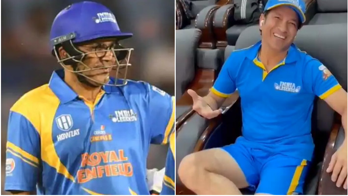 RSWS 2021: WATCH - Virender Sehwag and Sachin Tendulkar engage in a banter before India Legends' match