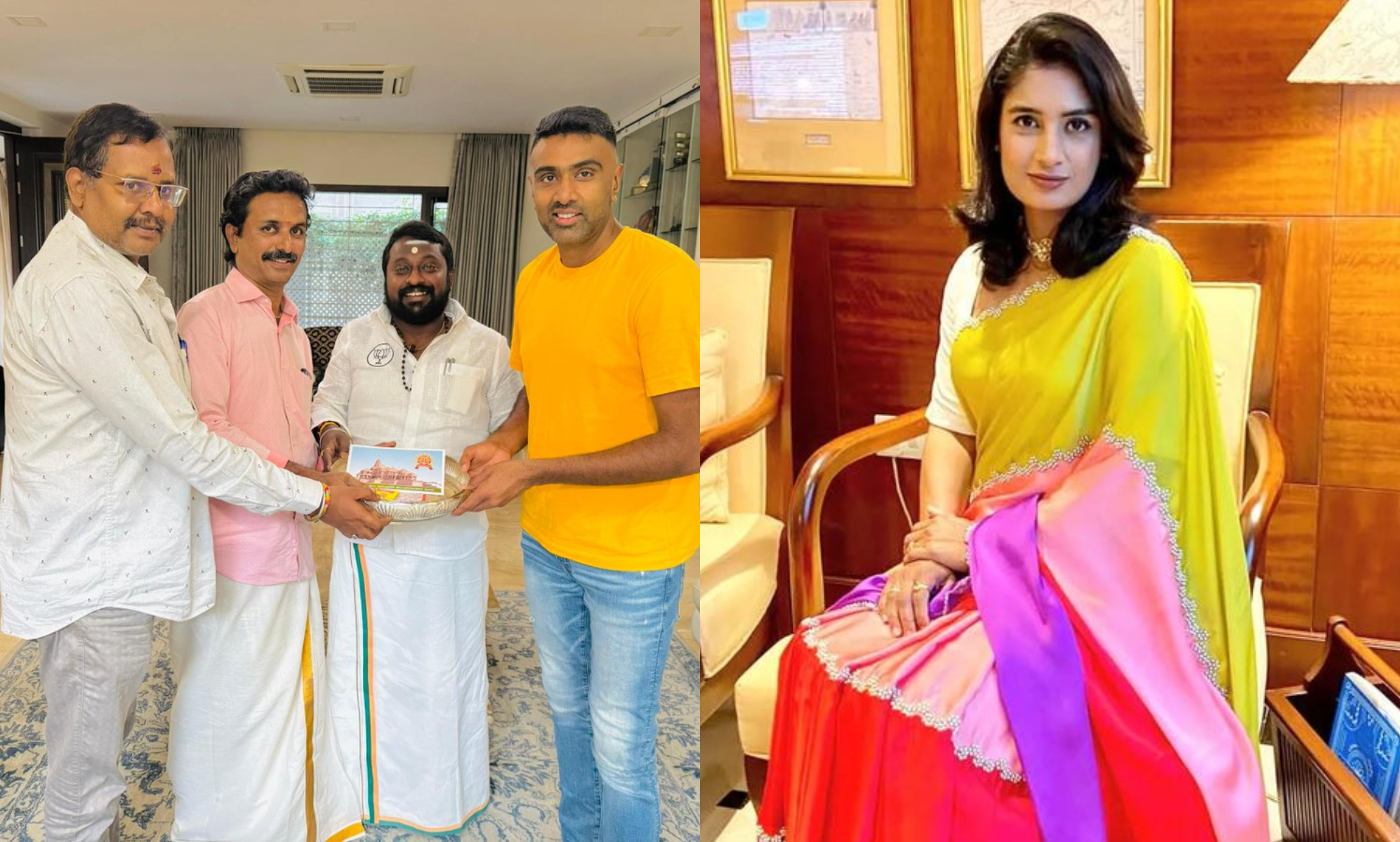 R Ashwin and Mithali Raj became the latest recipients of Ram Mandir invite | X