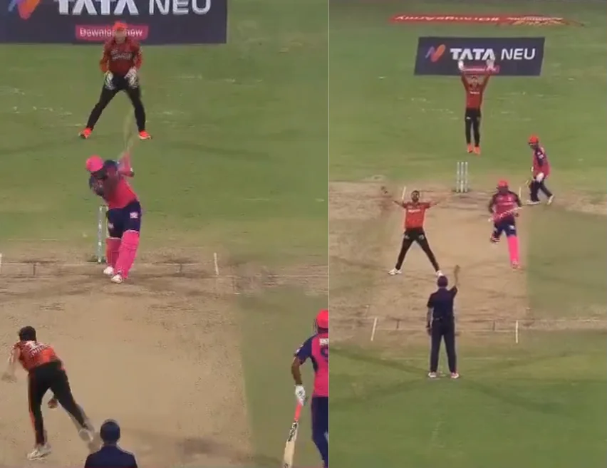 Powell was out LBW on final ball of SRH v RR match | X