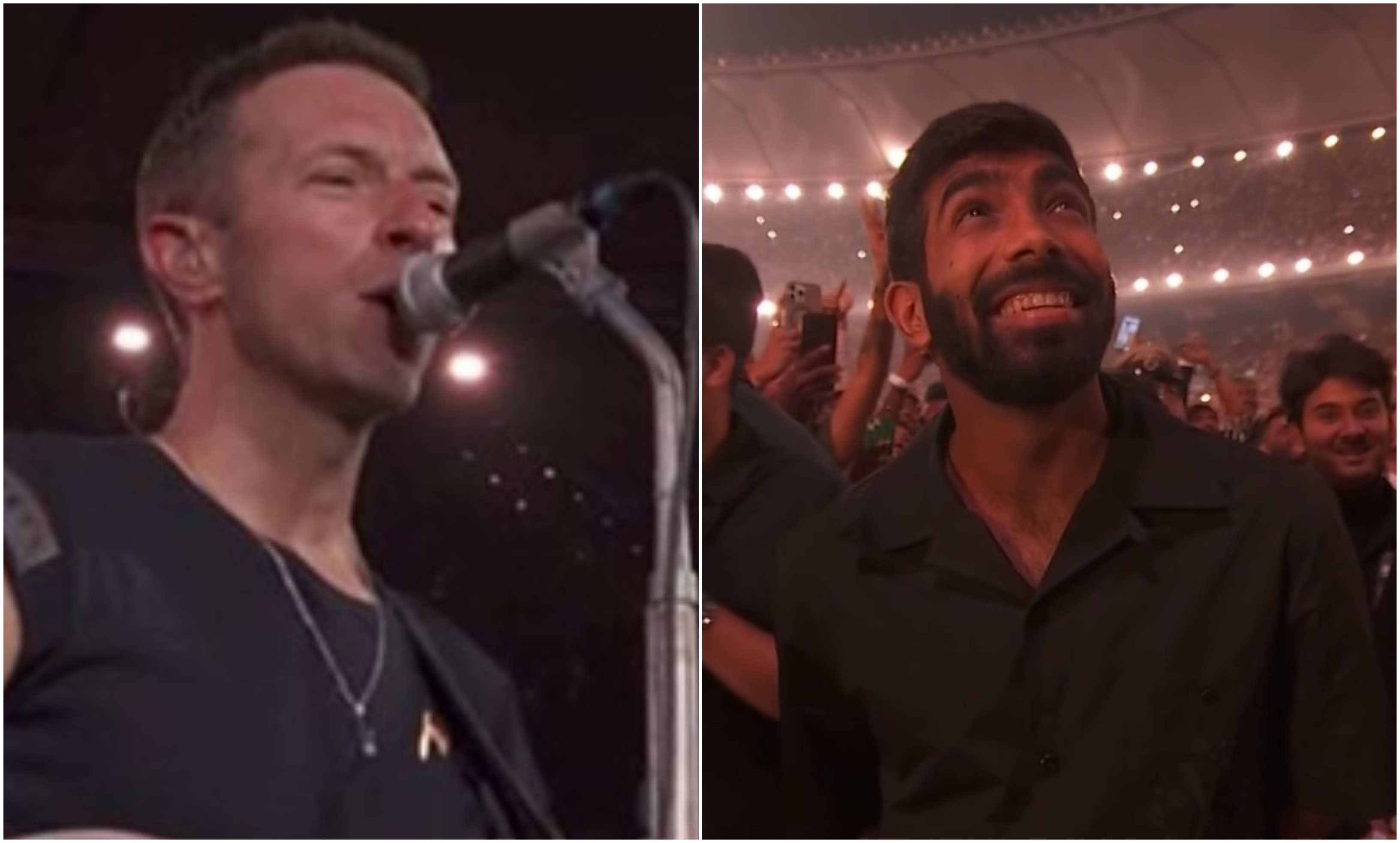 Chris Martin and Jasprit Bumrah | Screengrab