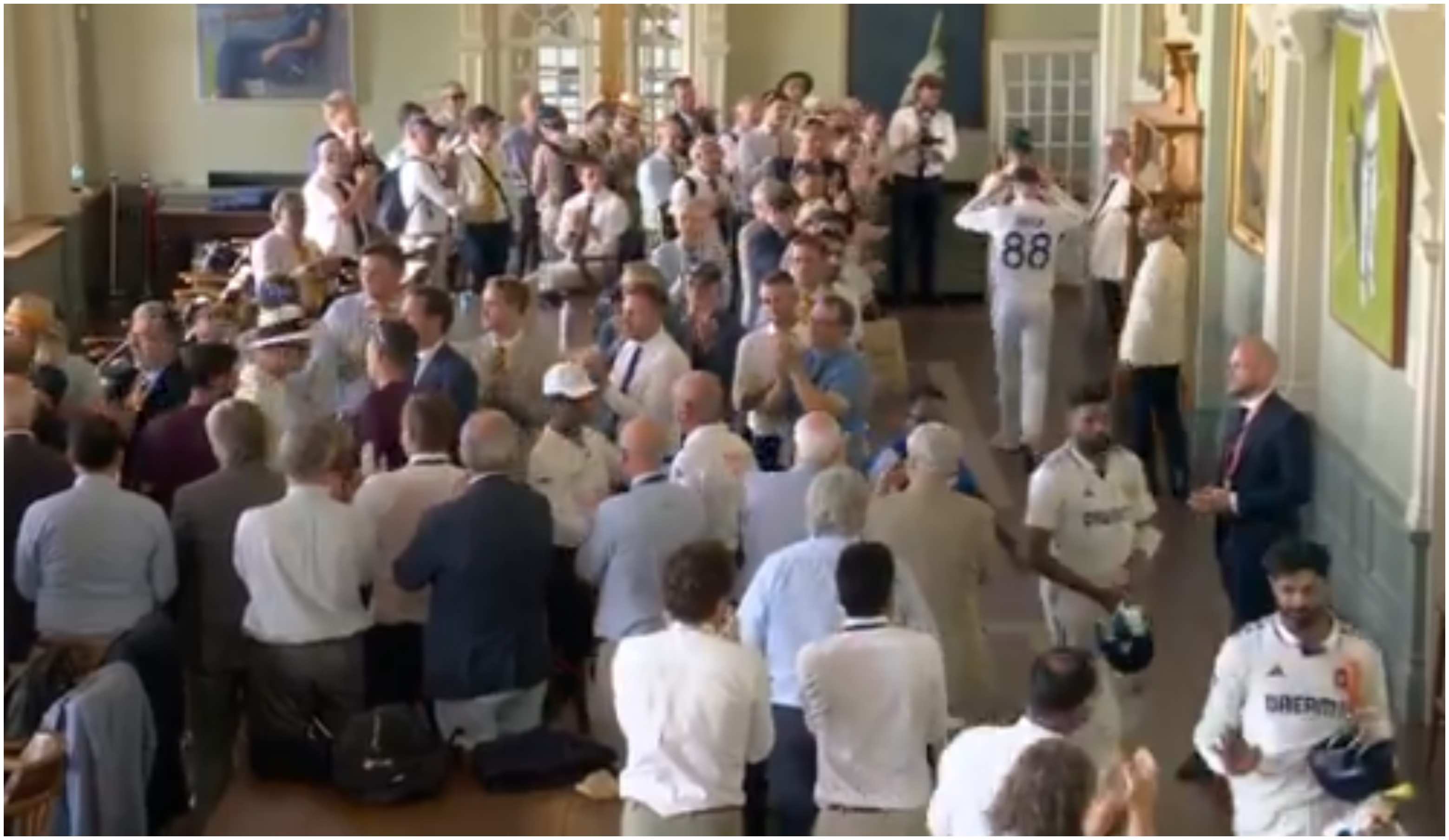 Both set of players received standing ovation in Lord's long room | Screengrab 