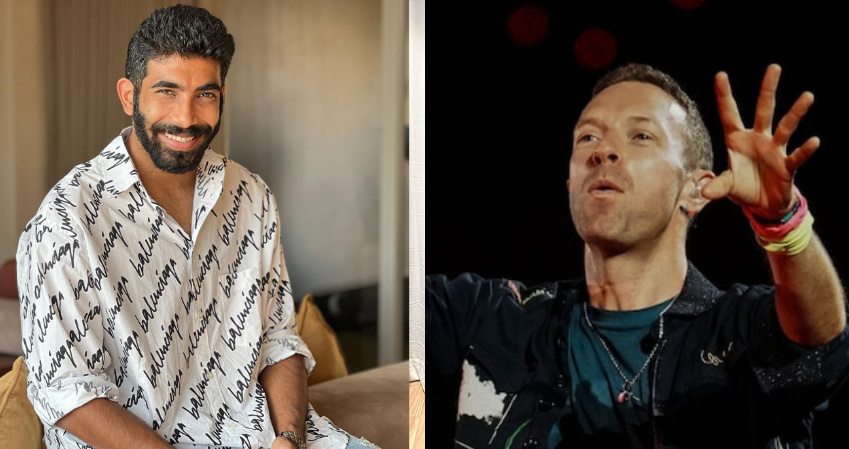 Jasprit Bumrah and Coldplay front man Chris Martin | X