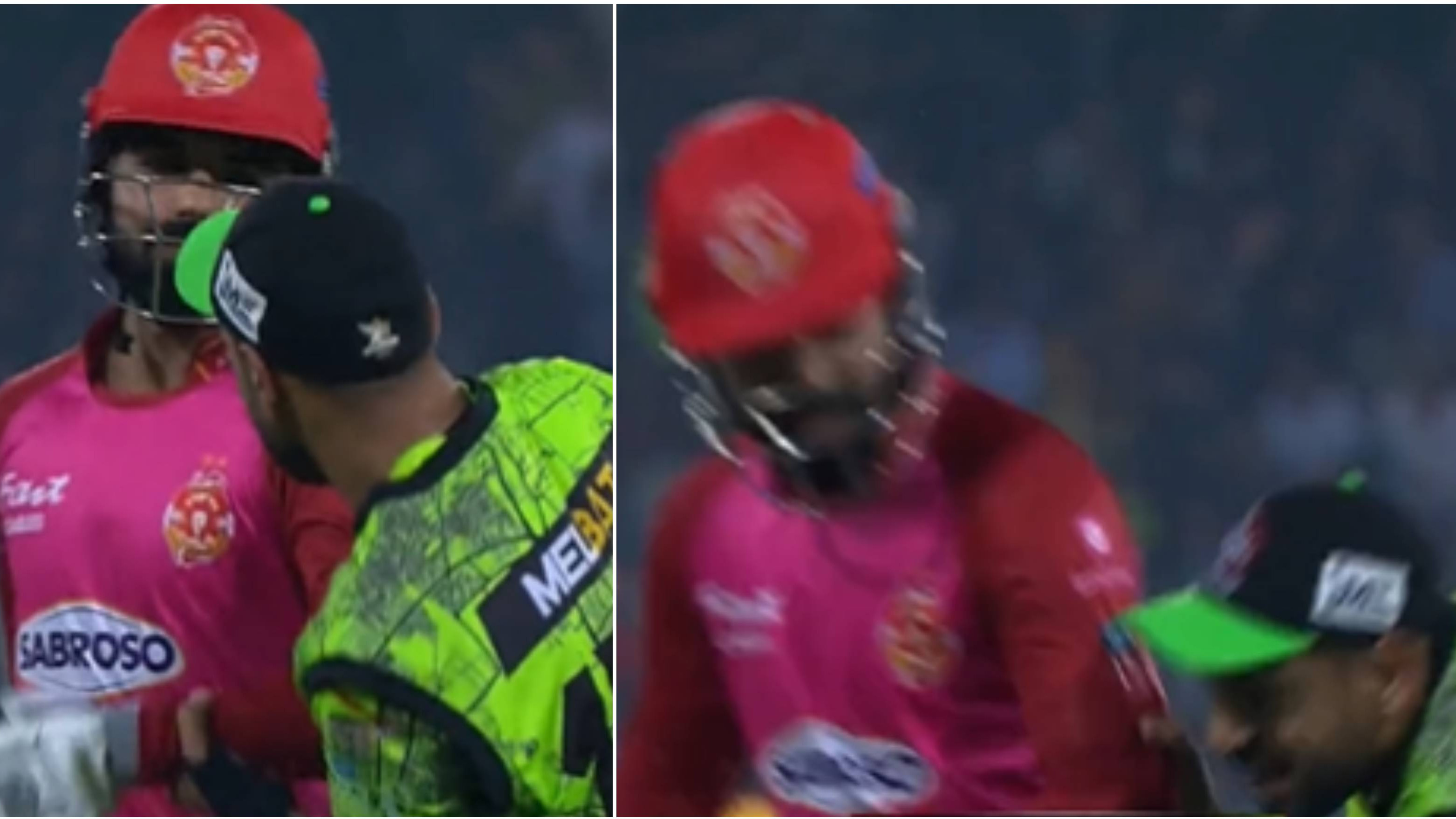 WATCH: Shadab Khan nudges aside Haris Rauf in frustration after latter teases him in a PSL match