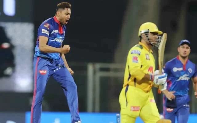 Avesh Khan celebrates the wicket of MS Dhoni | IPL/BCCI