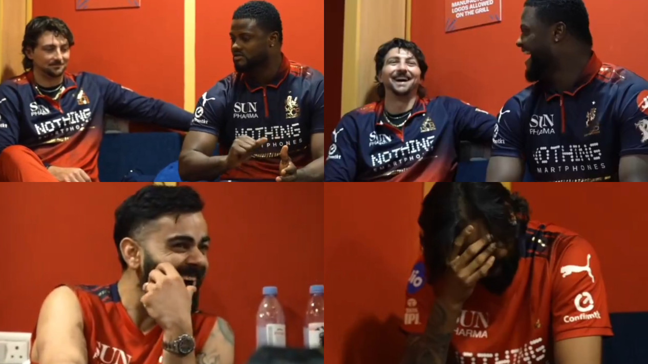 IPL 2026: WATCH- “Then you just, go”- Romario Shepherd’s gesture to describe Tim David’s knock leaves Kohli and co. in splits