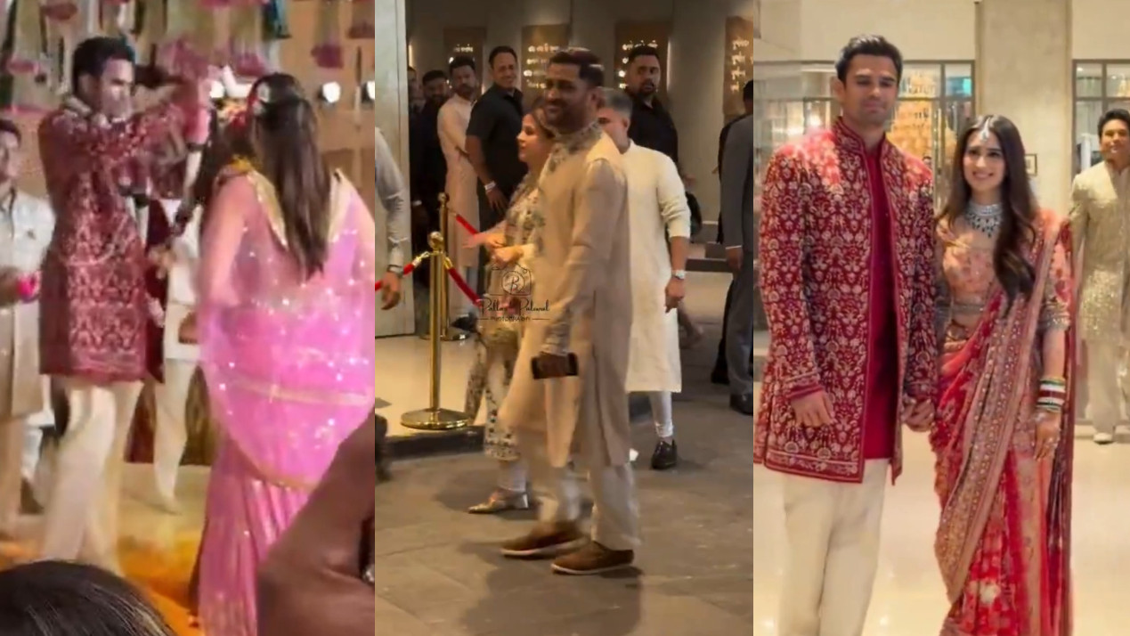 WATCH- Sachin Tendulkar smiles Arjun Tendulkar and Saaniya Chandok get married; MS Dhoni amongst attendees