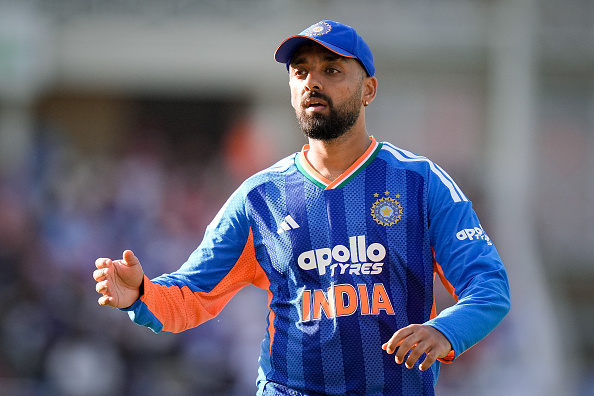 Varun Chakaravarthy played three T20Is in England before getting injured | Getty