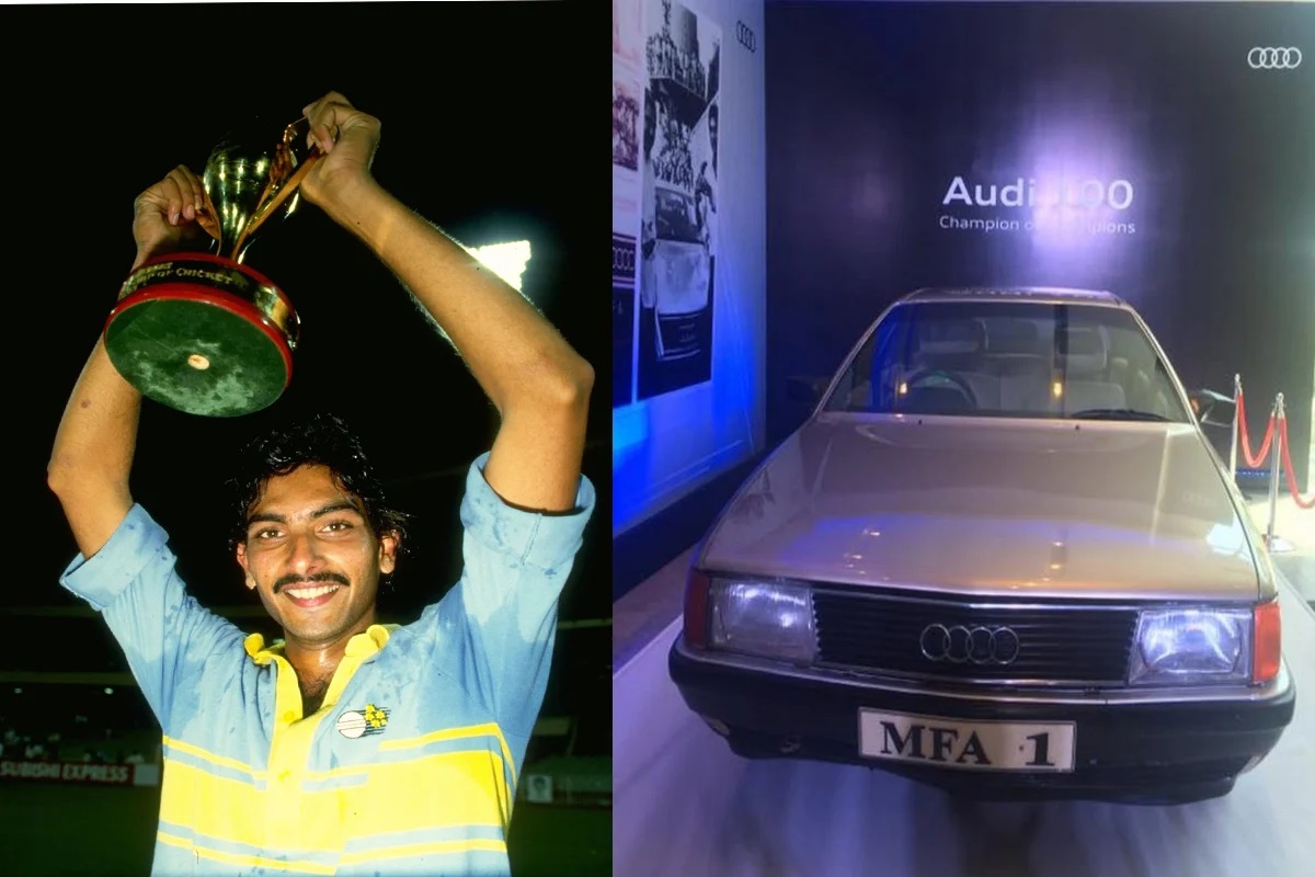Ravi Shastri and the Audi 100 he won as Player of the Series in 1985 World series of cricket