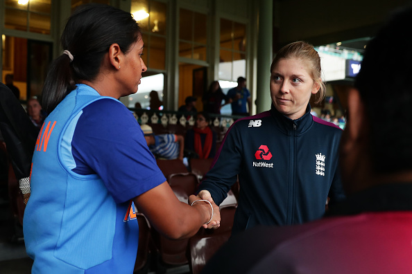 Knight shakes hand with Kaur after game called off | Getty Images