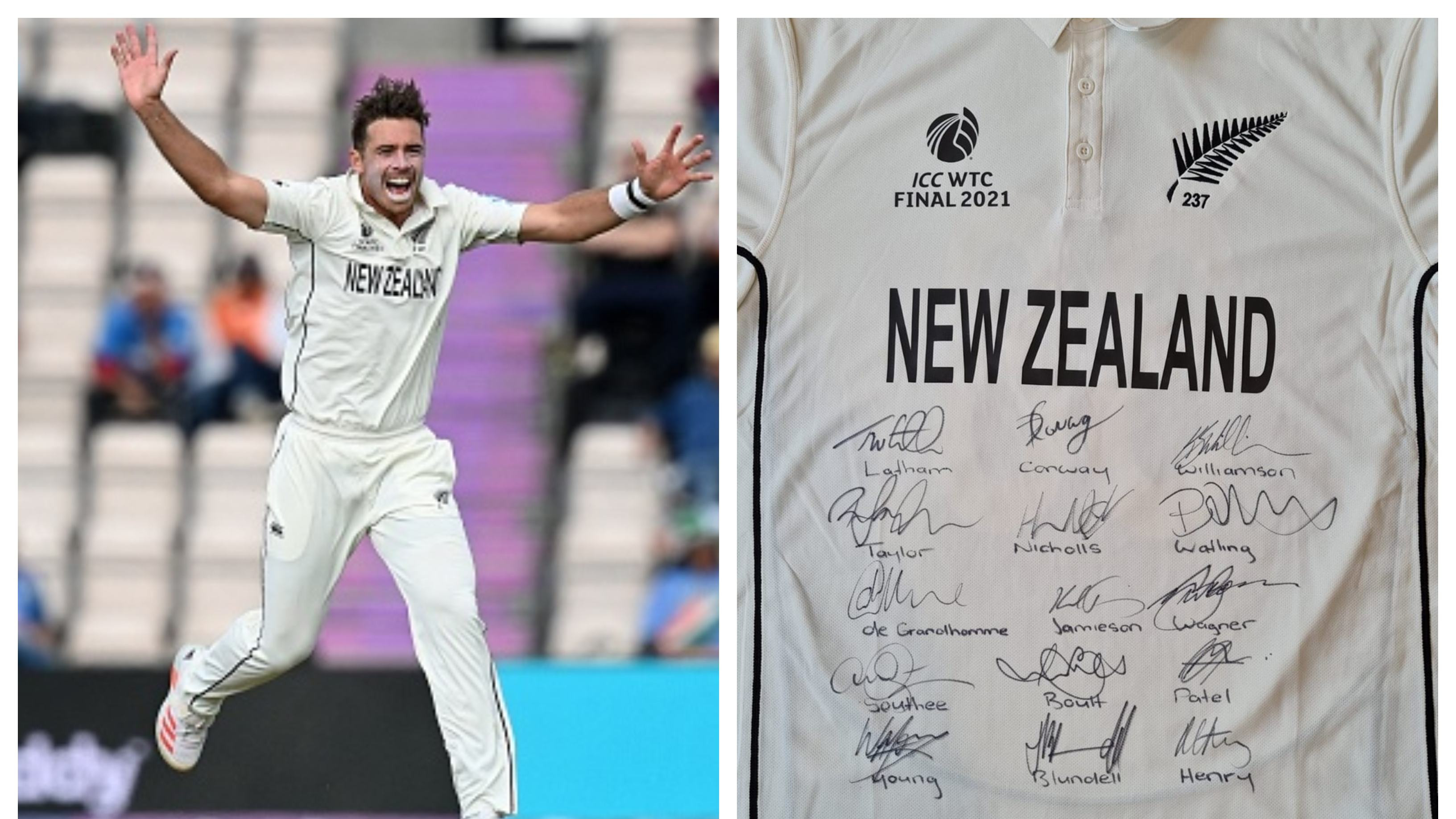 Tim Southee auctions WTC final shirt to raise funds for treatment of 8-year-old cancer patient