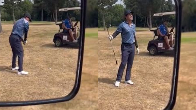 WATCH - Sachin Tendulkar gives fans a glimpse of him playing golf left handed