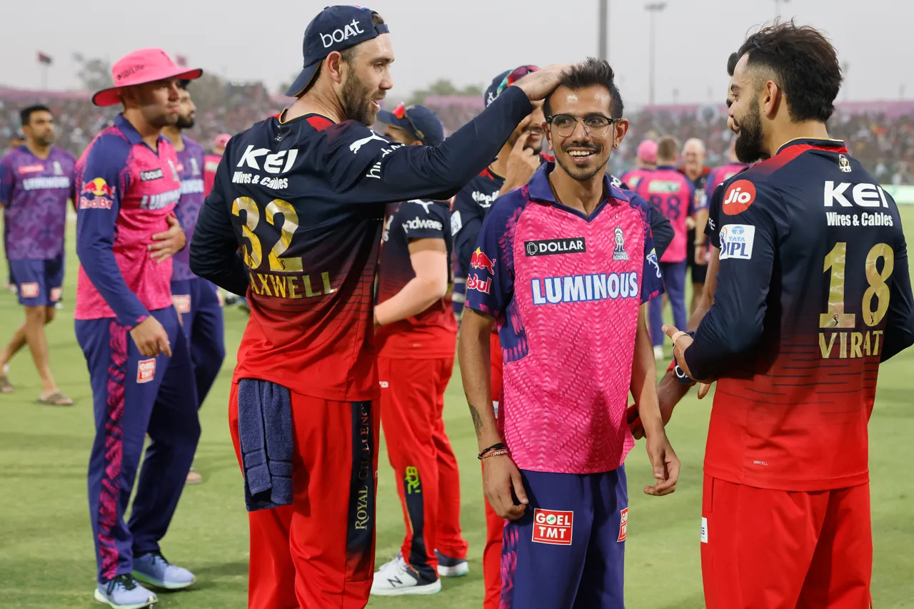 RCB players Kohli and Maxwell with RR's Chahal | BCCI-IPL