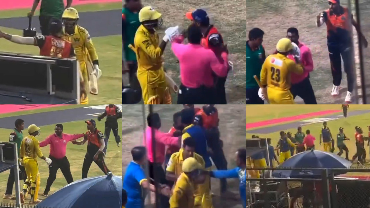 WATCH- MSC Maratha Royals and ARCS Andheri players come to blows in last stages of Mumbai T20 League final at Wankhede