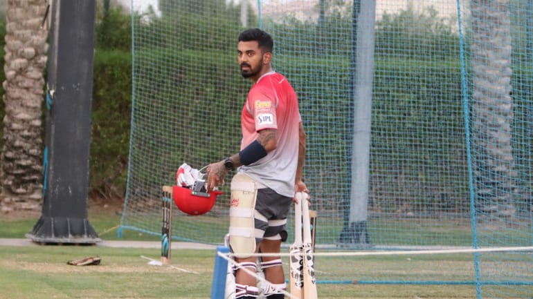KL Rahul hit the nets in Dubai on Thursday | KXIP Twitter