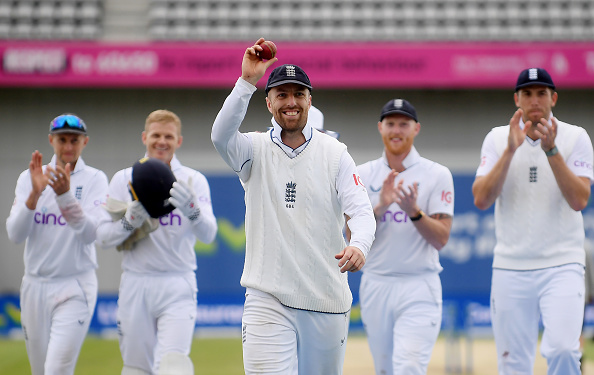 Jack Leach celebrated 10-wicket haul | Getty Images