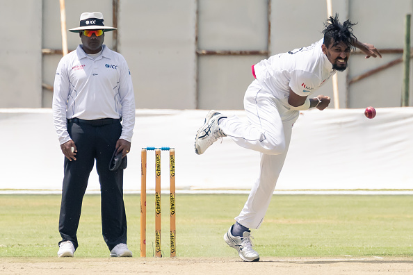 Nitin Menon officiating in a Test match | Getty