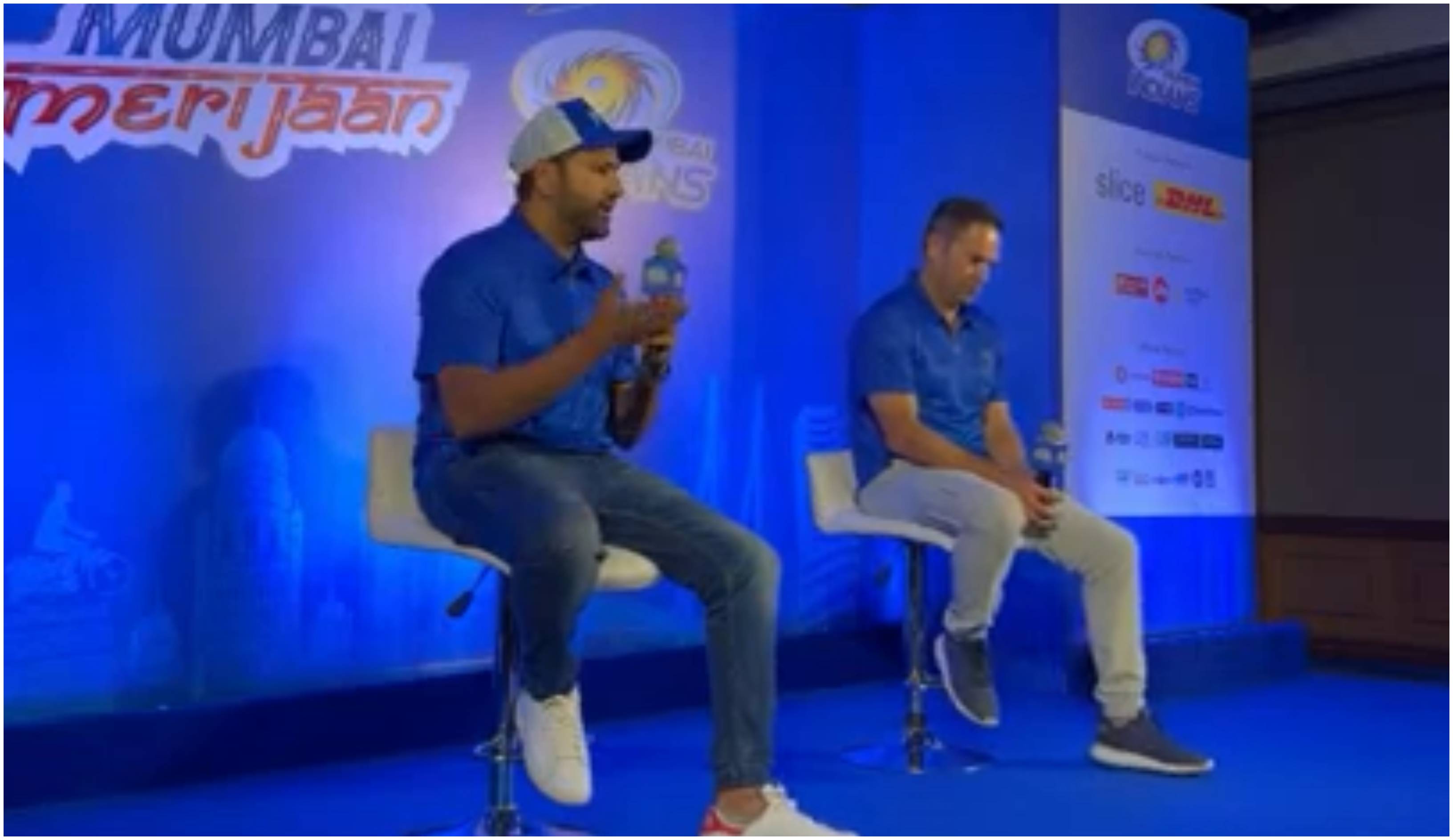 Rohit Sharma and Mark Boucher addressing a pre-season press conference | Mumbai Indians/YouTube