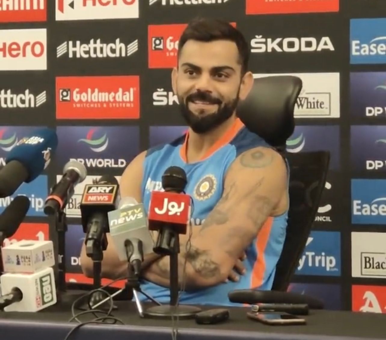 Virat Kohli speaks to the media in Dubai | Screengrab 