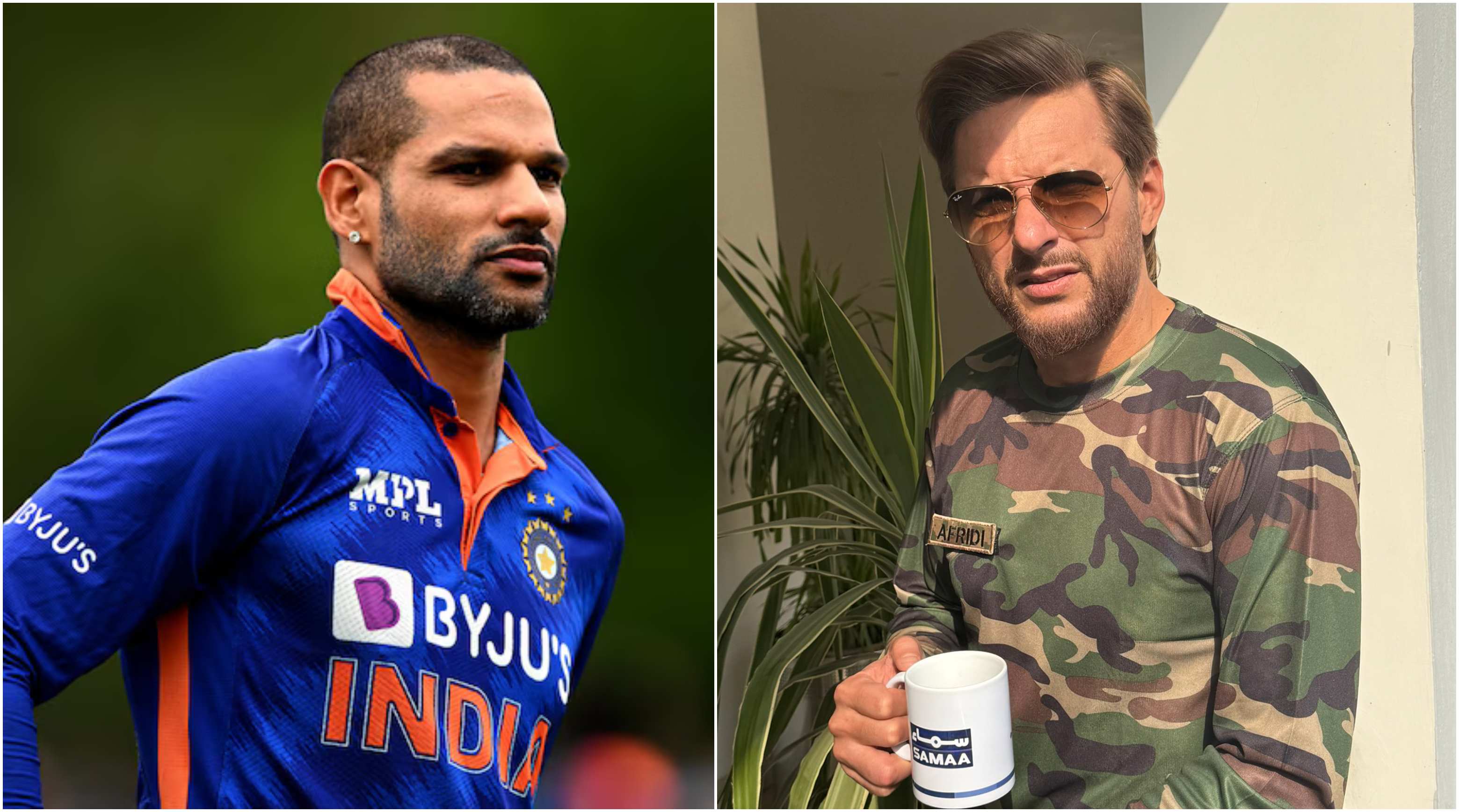 Shikhar Dhawan and Shahid Afridi | Getty/X