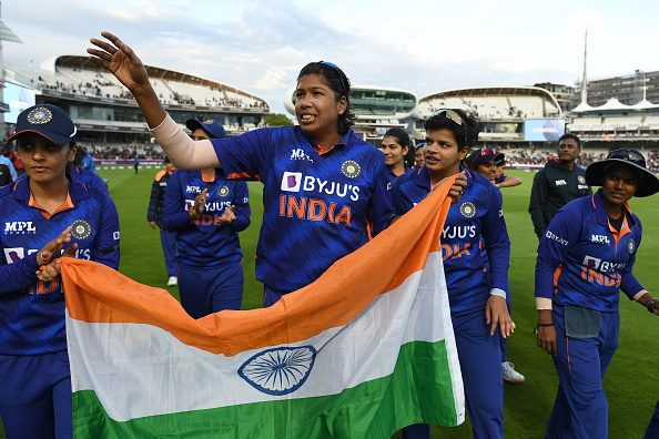 Jhulan Goswami during lap of honor in Lord's after her final international game | Getty