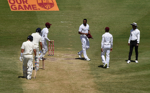 Shannon Gabriel exchanges words with Joe Root and Joe Denly | Getty