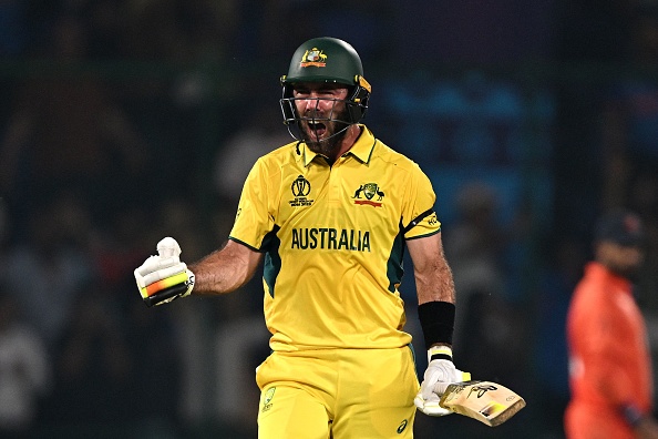 Glenn Maxwell celebrates his record-breaking ton | Getty