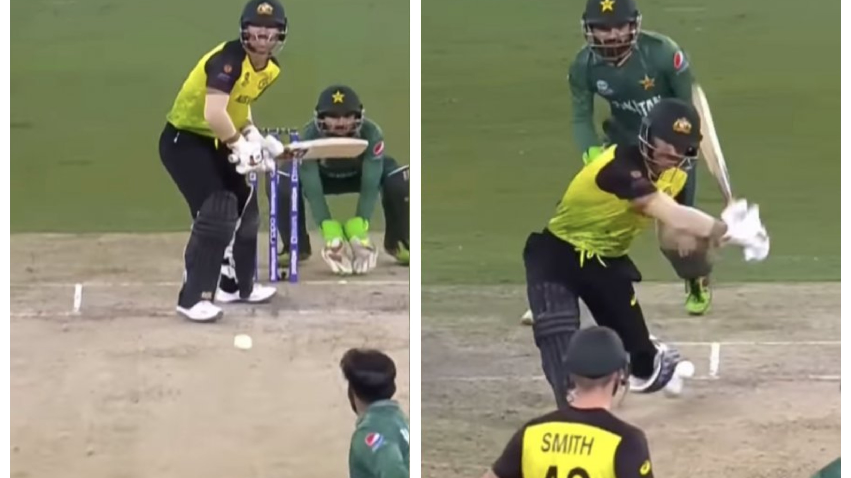 T20 World Cup 2021: WATCH – Warner smashes Hafeez for a huge six after ball bounces twice
