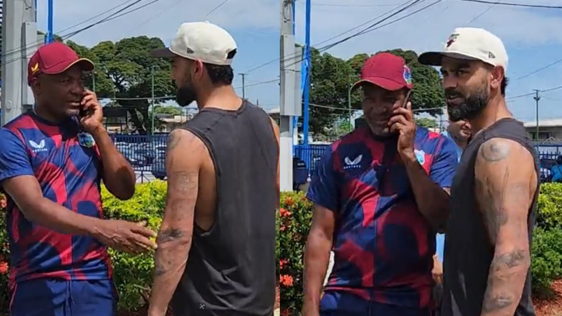 WI v IND 2023: WATCH- Brian Lara greets and chats with Virat Kohli despite being on a call