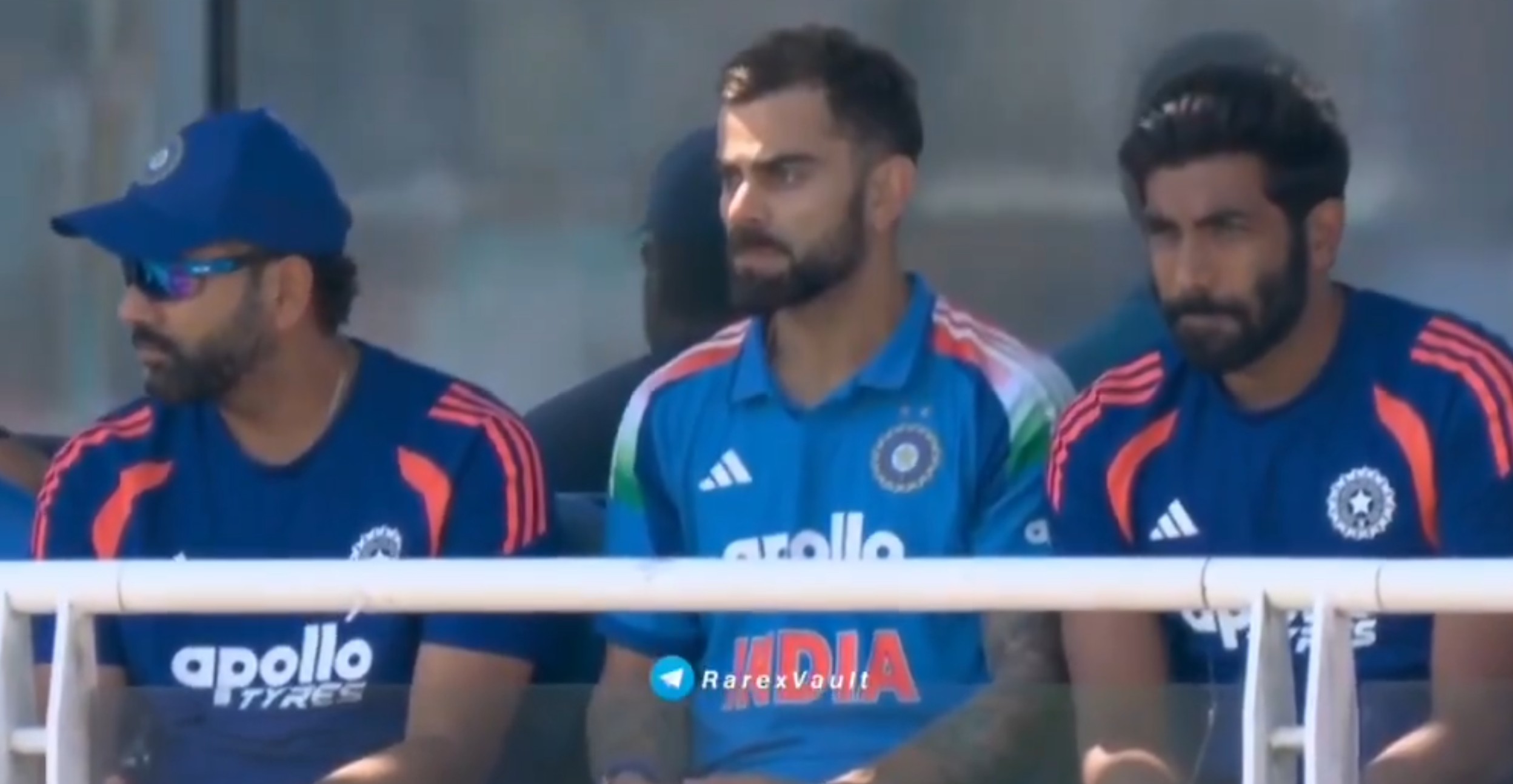 Rohit Sharma, Virat Kohli and Jasprit Bumrah | X