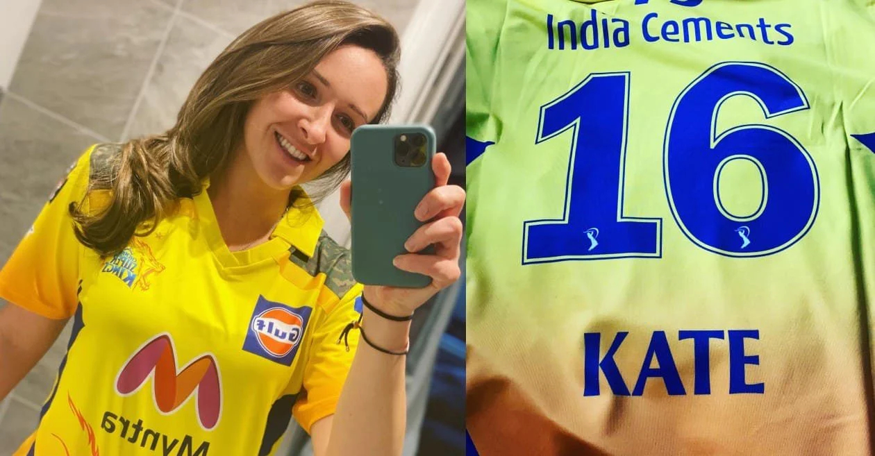 England cricketer Kate Cross wearing the custom CSK jersey | Instagram