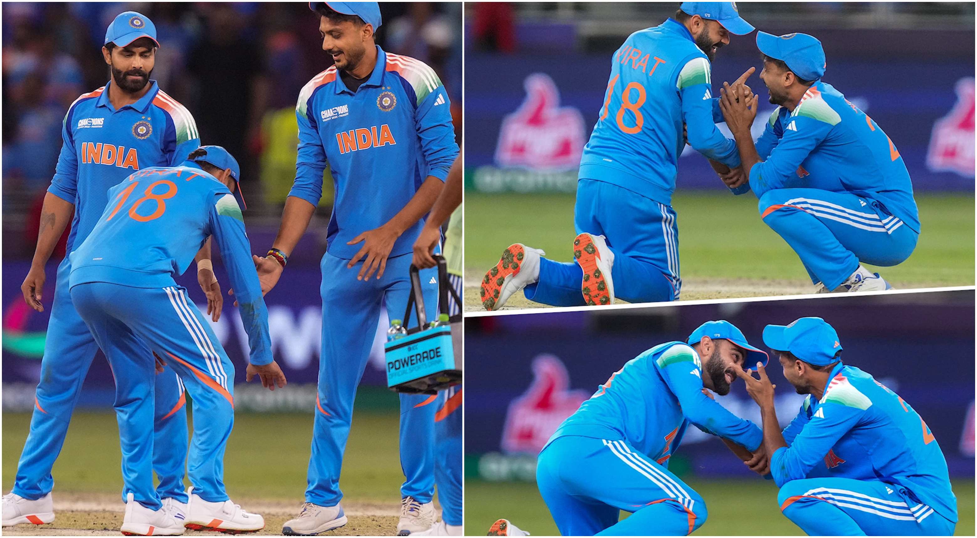 Virat Kohli's hilarious feet touching antics with Axar Patel | ICC