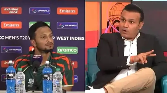 T20 World Cup 2024: WATCH- “Who?”- Shakib Al Hasan’s brutal dig at Virender Sehwag who had criticized him