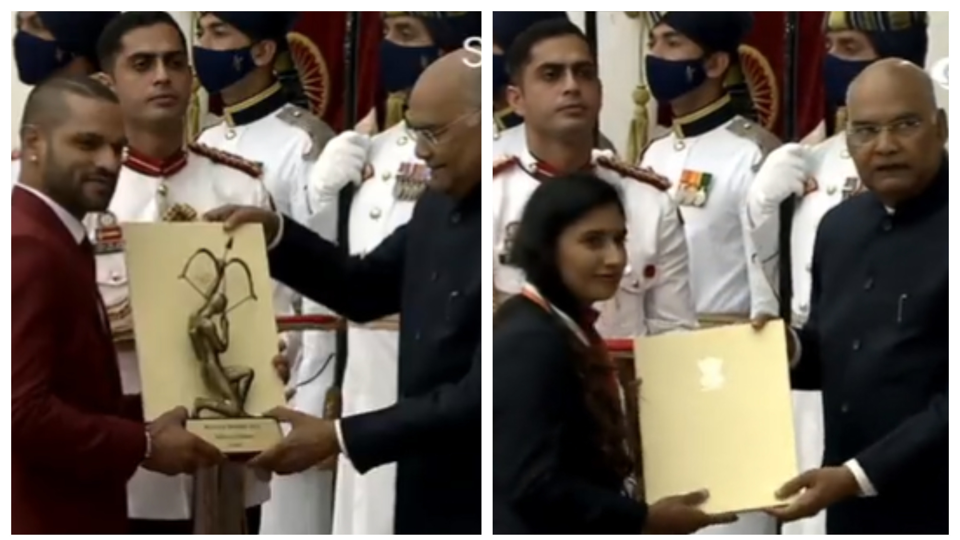 WATCH: Shikhar Dhawan, Mithali Raj conferred with Arjuna Award and Khel Ratna Award by President Ram Nath Kovind