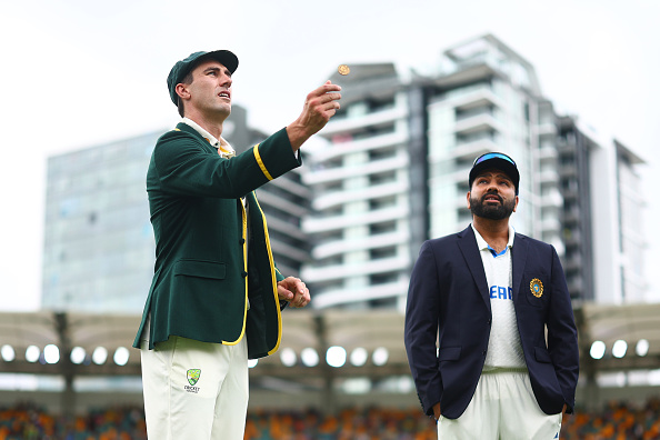 Rohit Sharma and Pat Cummins during the toss at Gabba | Getty