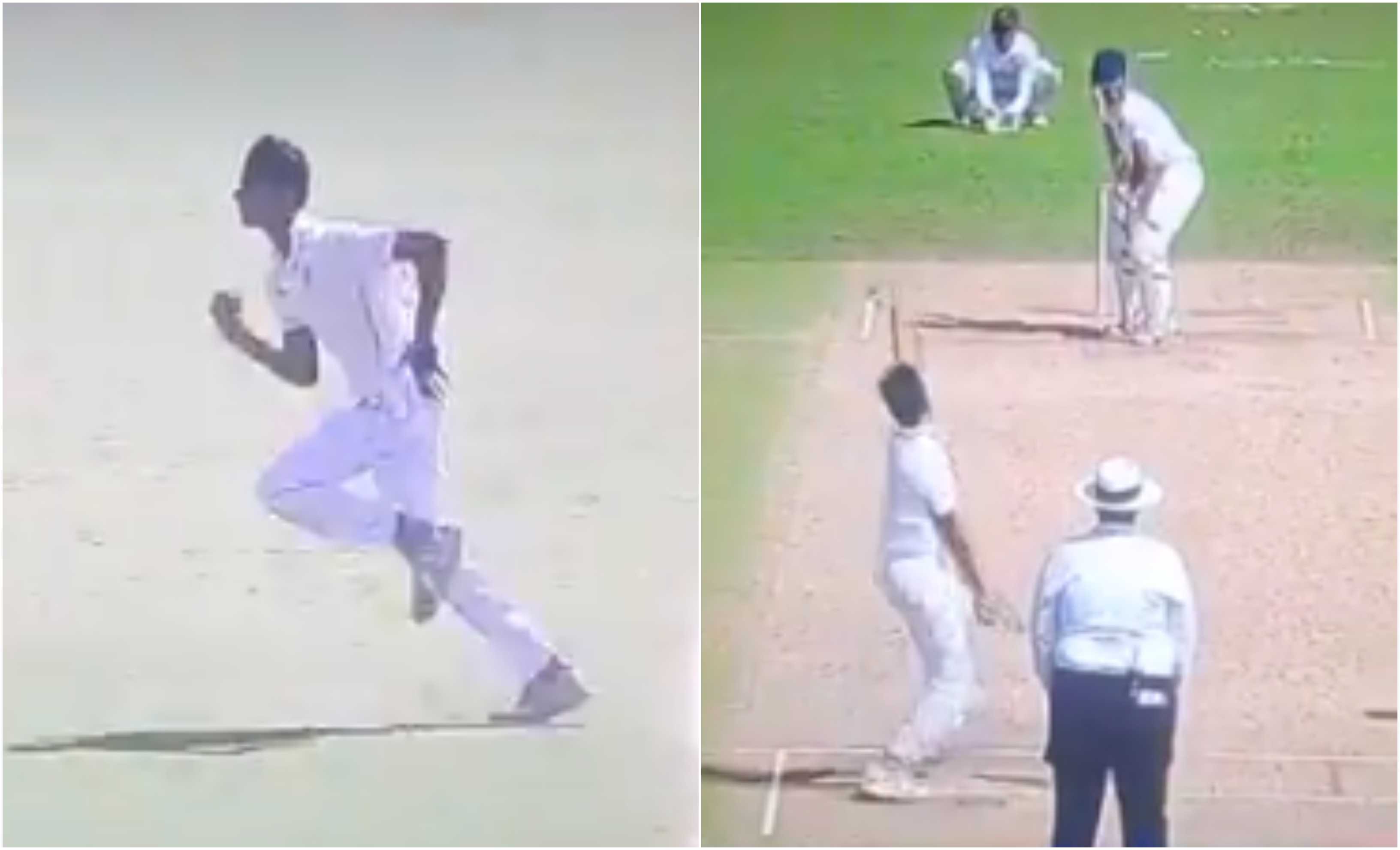 Samit Dravid's bowling action | Screengrab