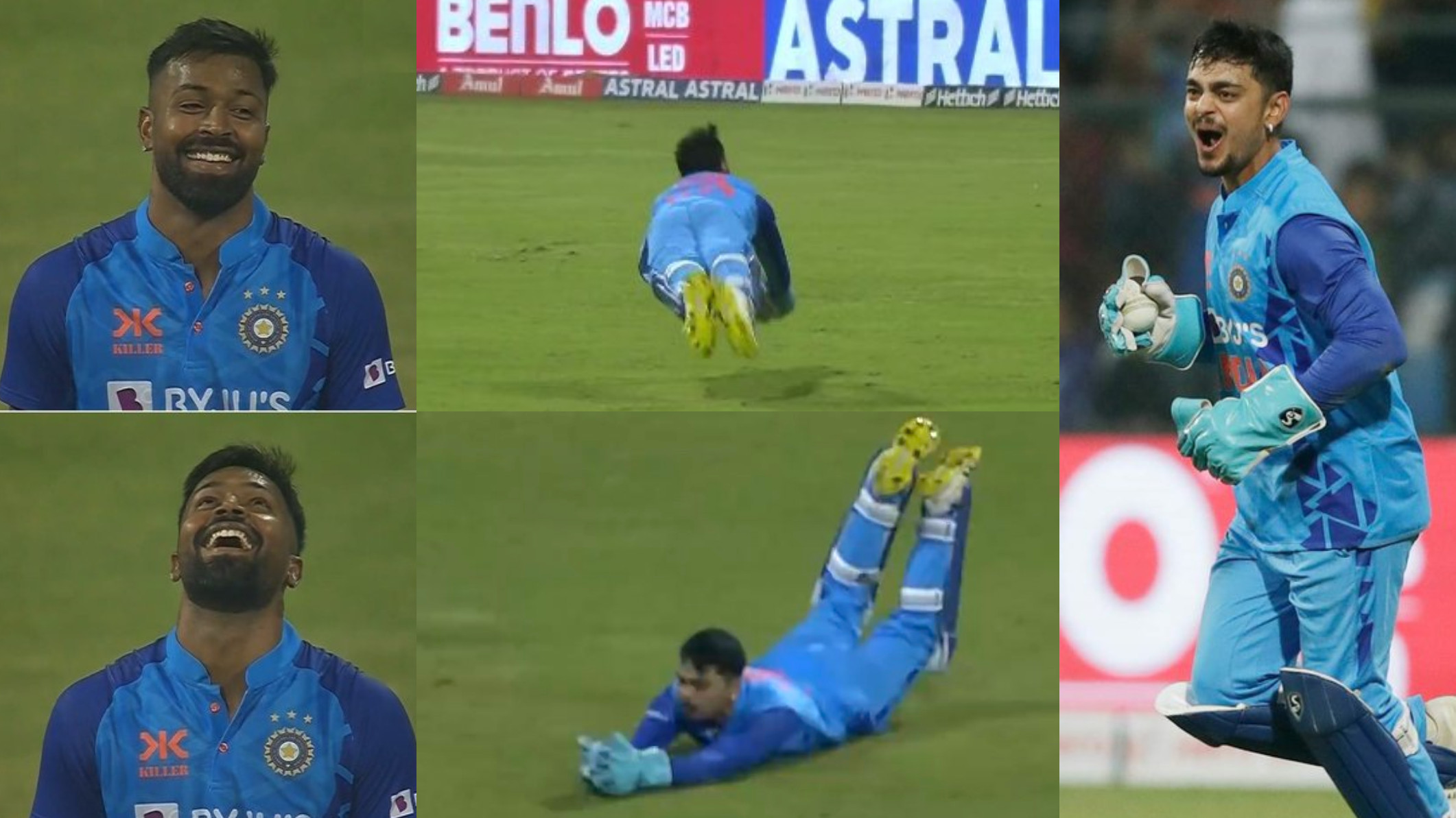 IND v SL 2023: WATCH- Ishan Kishan takes a brilliantly judged diving catch off Umran Malik; Hardik Pandya reacts