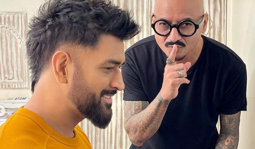 MS Dhoni gets a new hairstyle and beard look by Aalim Hakim