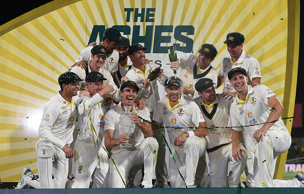 Australian players celebrate the Ashes victory | Getty Images