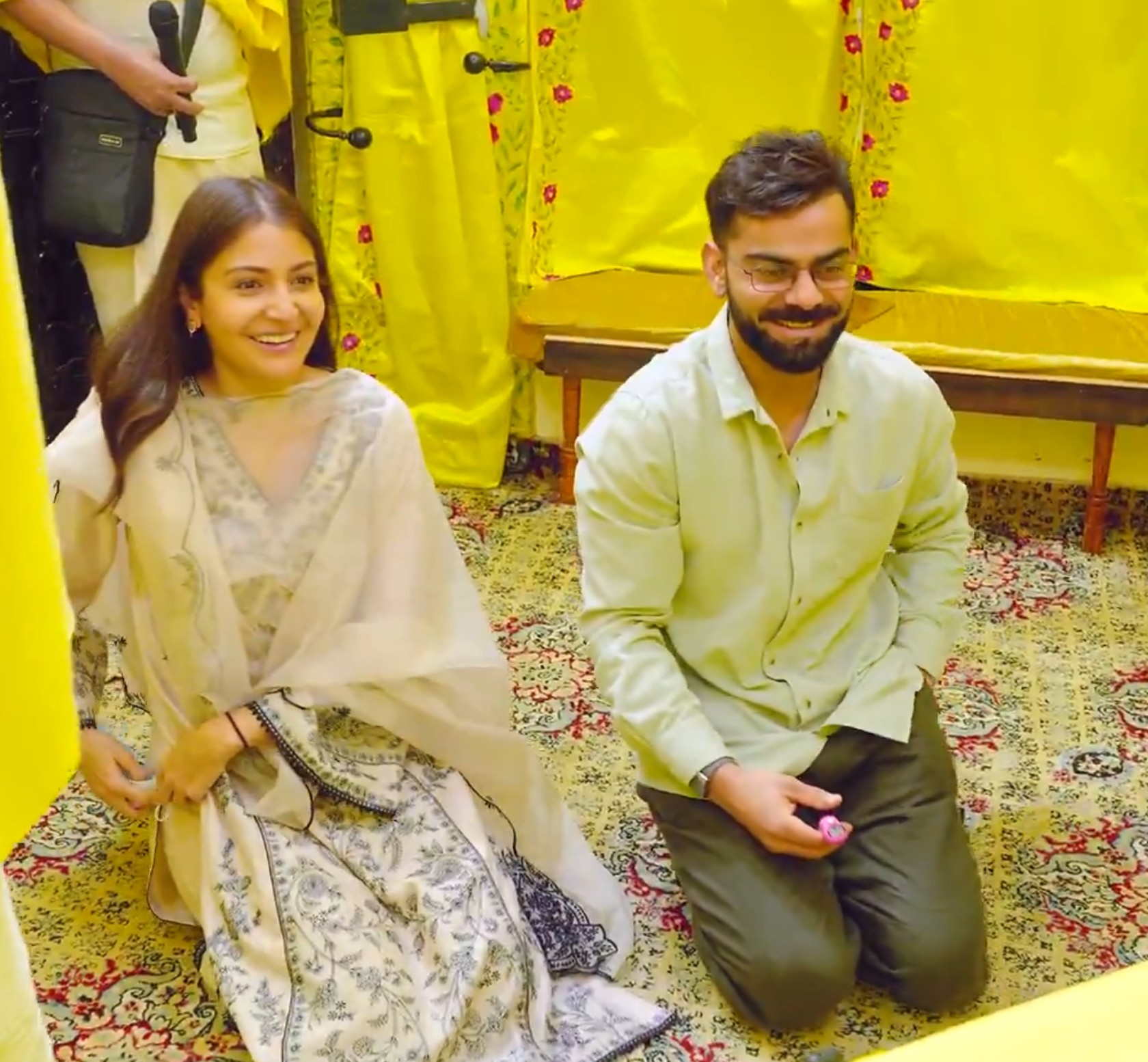Virat Kohli and Anushka Sharma at Ashram in Vrindavan | X