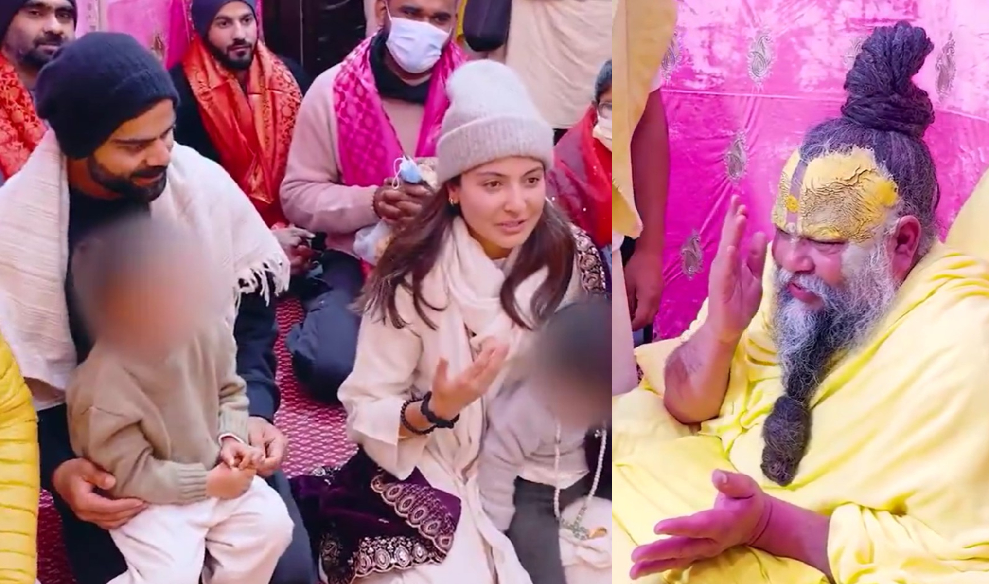 Virat and Anushka in ashram of Shri Premanand Govind Sharan Ji | X