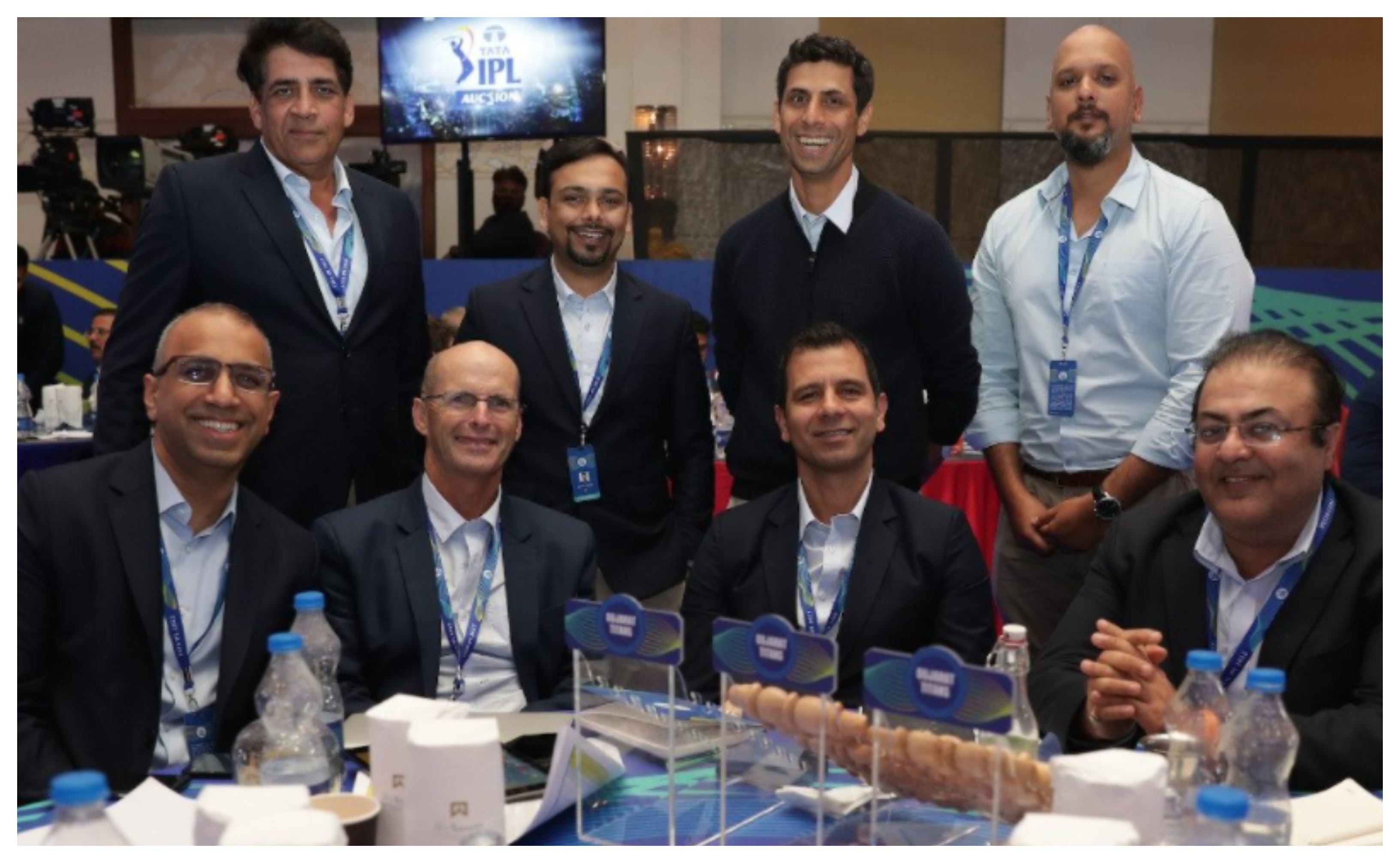 Gujarat Titans owners and coaching staff at the IPL 2022 mega auction | @gujarat_titans/Twitter