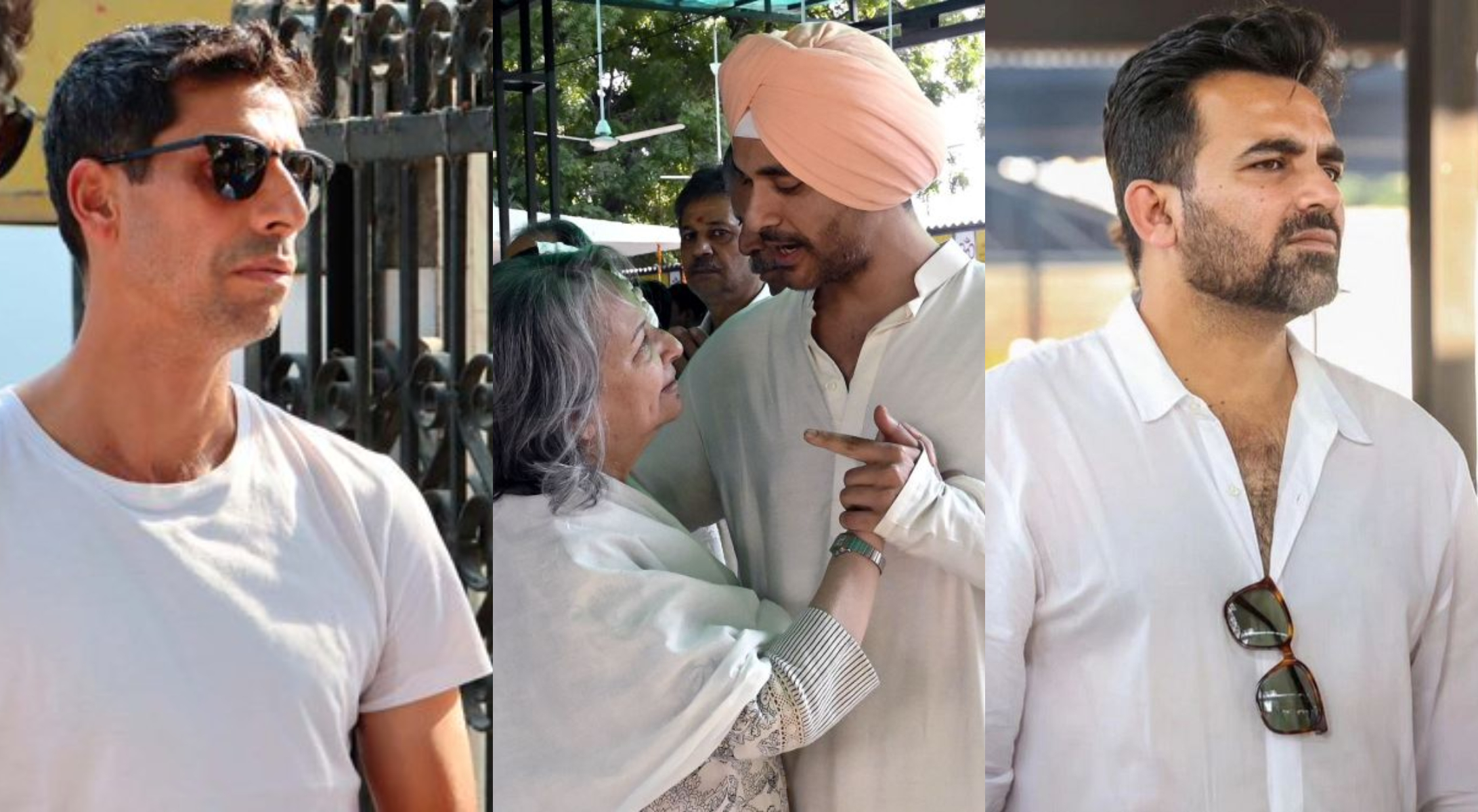 Ashish Nehra, Sharmila Tagore and Zaheer Khan | X