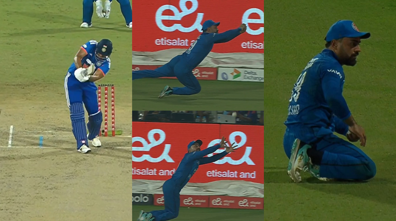 Rashid Khan took an amazing catch of Shivam Dube | X
