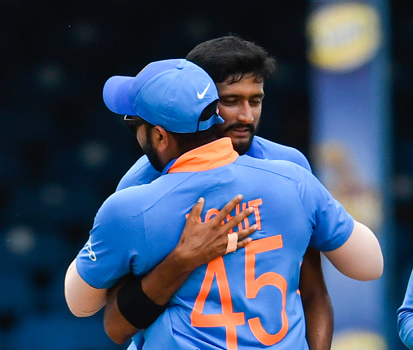 Khaleel Ahmed and Rohit Sharma | Getty